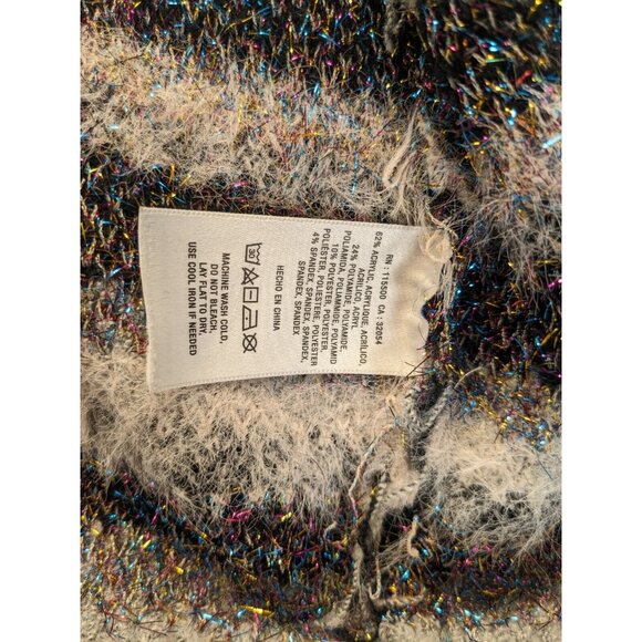 Anthropologie Rosie Zig-Zag Shimmer Gray Open Front Cardigan Women’s Small - Picture 4 of 5